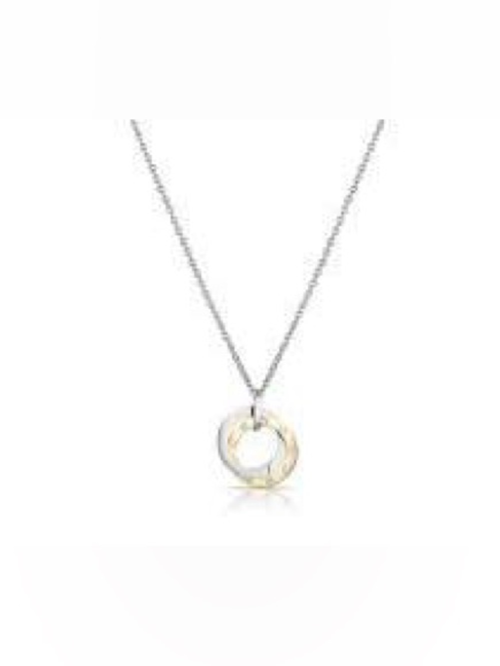 Two-Tone Interlocking Ring Pendant Necklace - Women's Gold & Silver Jewelry